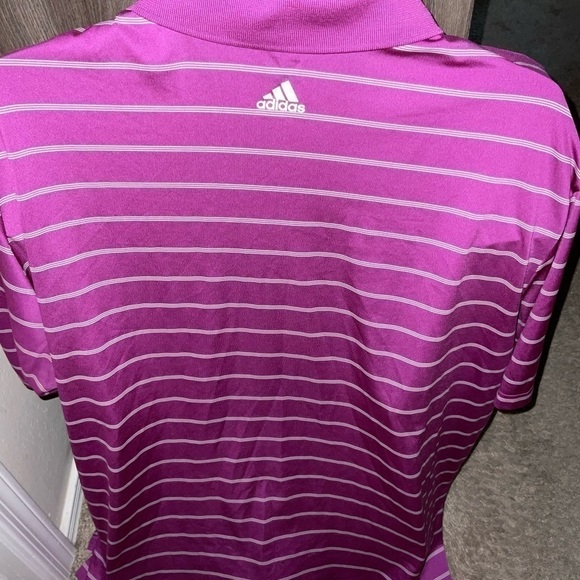Men’s used size XXL adidas purple white striped polo shirt Pure Motion - Picture 3 of 3